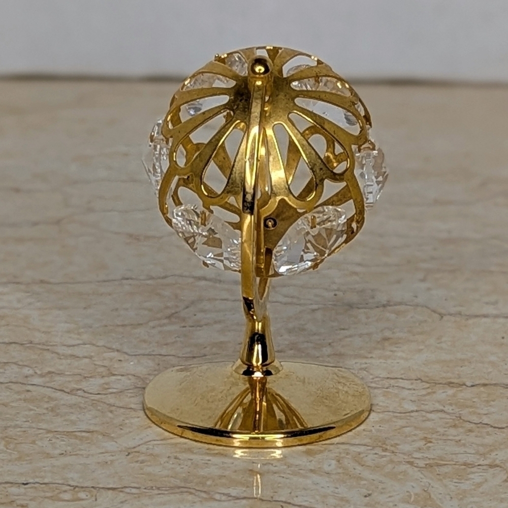 Vintage Crystal Creations Austrian 24K Gold Plated Mini Globe Ornament - Picture 4 of 9